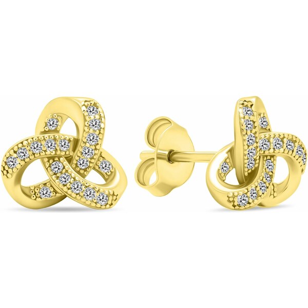 Brilio Silver Nadčasové pozlátené náušnice kôstky so zirkónmi EA576Y 66600279