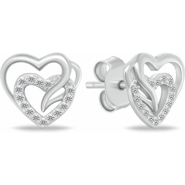 Brilio Silver Nežné strieborné náušnice Srdiečka so zirkónmi EA1119W 66597146