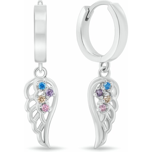 Brilio Silver Strieborné kruhové náušnice Anjelské krídlo so zirkónmi 66586374