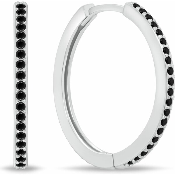 Brilio Silver Strieborné náušnice kruhy s čiernymi zirkónmi EA159WBC 2 66600283