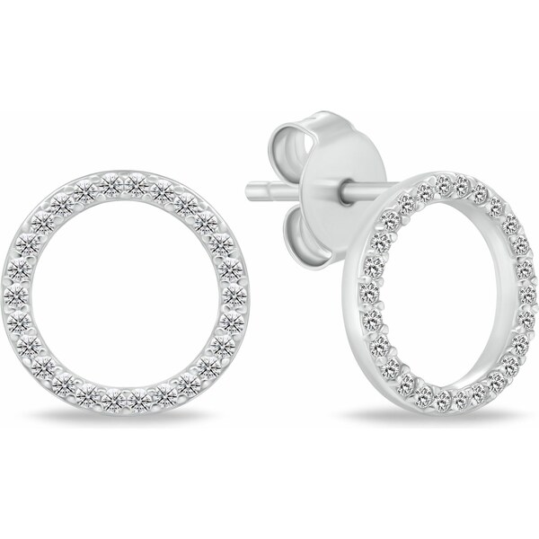 Brilio Silver Nadčasové strieborné náušnice kruhy so zirkónmi EA1072W 66615785