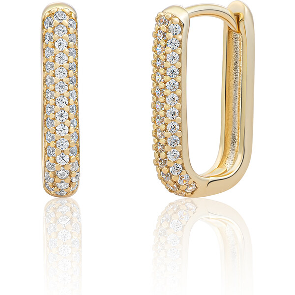 Sparkling Jewels Pozlátené visiace náušnice s kubickými zirkónmi EAG24 66582241