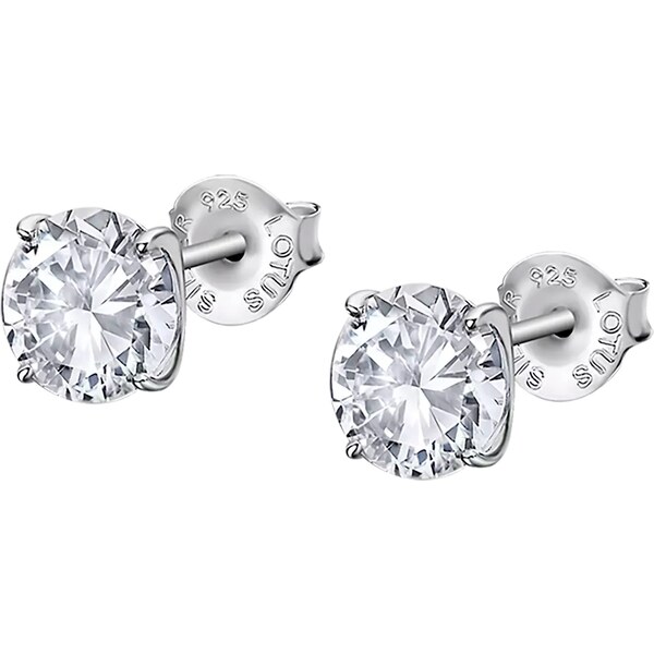 Lotus Silver Elegantné strieborné náušnice s čírymi kryštálmi 66583182