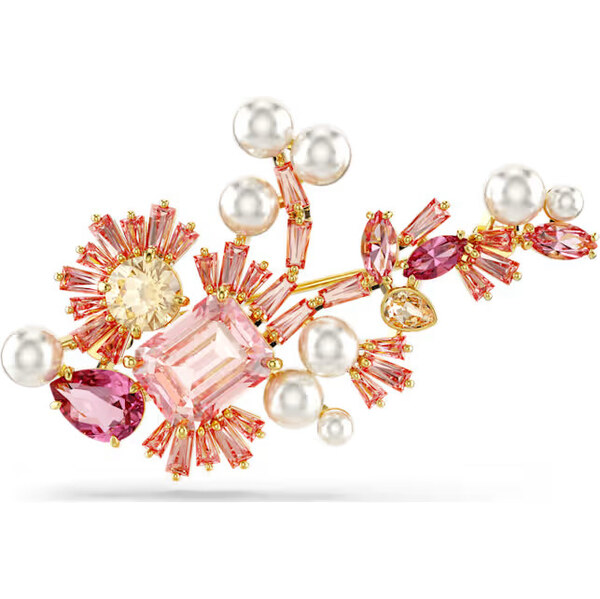 Swarovski Trblietavá brošňa so zirkónmi a krištáľovými perlami Gema 66588686