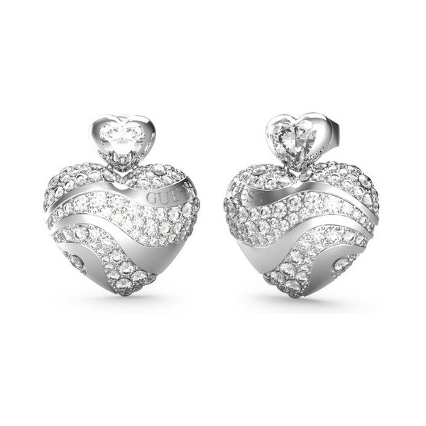 Guess Romantické oceľové náušnice so zirkónmi In My Heart 66584564