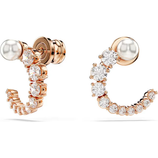 Swarovski Krásne bronzové náušnice so zirkónmi a krištáľovými perlami 66582144