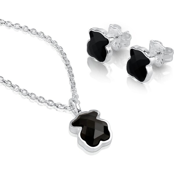 Tous Strieborný set šperkov Medvedík s onyxom 1001312500 (náhrdelník, 66591033
