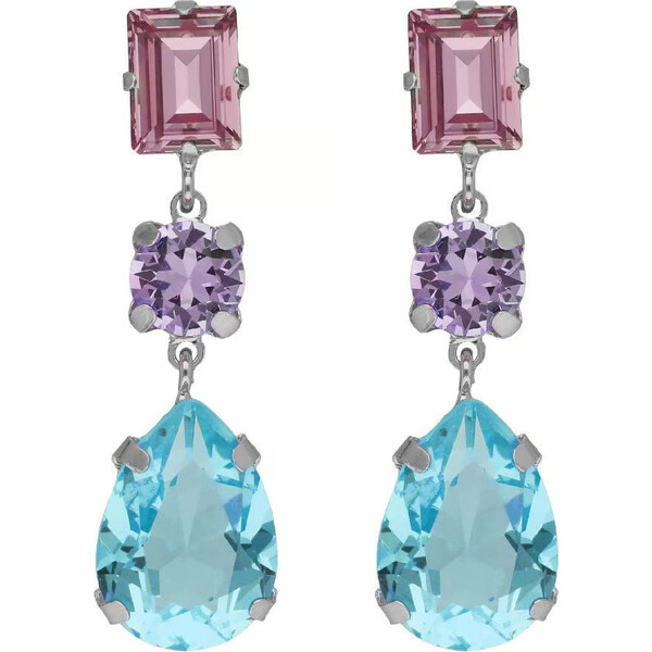 Victoria Cruz Strieborné visiace náušnice s farebnými kryštálmi Bay 66581928