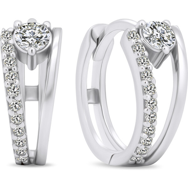 Brilio Silver Oslnivé kruhové náušnice so zirkónmi EA503W 66600281