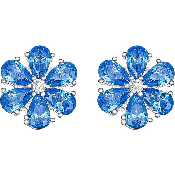 CRYSTalp Kytičkové náušnice s modrými kryštálmi Flower Kiss 42288.AQU 66590394