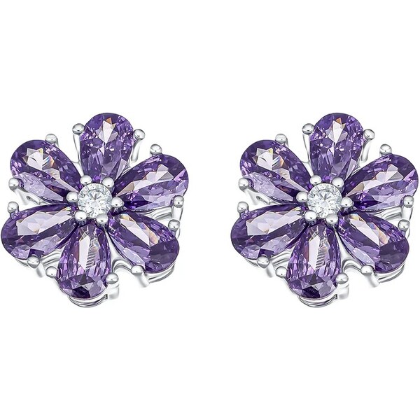 CRYSTalp Kytičkové náušnice s fialovými kryštálmi Flower Kiss 42288 66589610