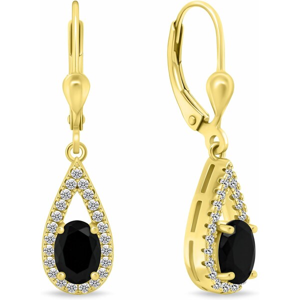 Brilio Silver Nádherné pozlátené náušnice s čiernymi zirkónmi EA446YBC 66589056