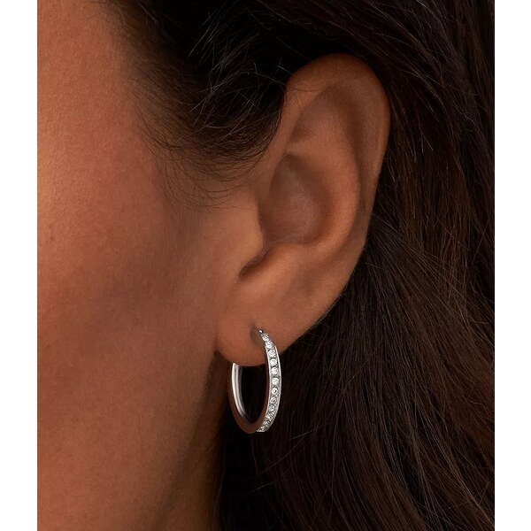 Fossil Elegantné kruhové náušnice so zirkónmi JOF00337040 66582382