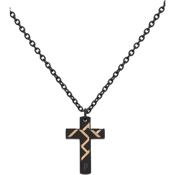 Police Čierny oceľový náhrdelník s krížikom Munnar PJ26478PSBR01 66588107