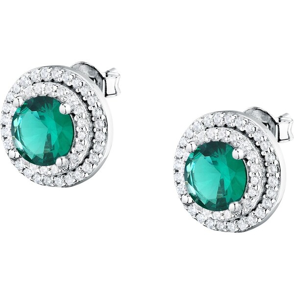 Morellato Oslnivé strieborné náušnice so zeleným zirkónom Tesori 66590753