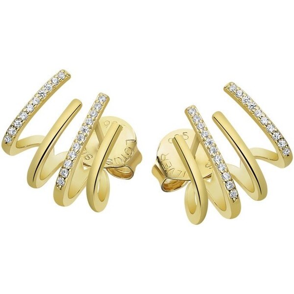 Lotus Silver Trblietavé pozlátené náušnice s čírymi zirkónmi Earparty 66590110