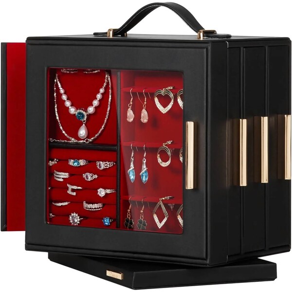 Troli Štýlová čierna šperkovnica s rukoväťou 66590664