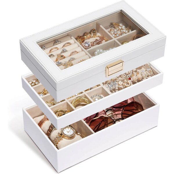 Troli Trojposchodový biely organizér na šperky 66593700