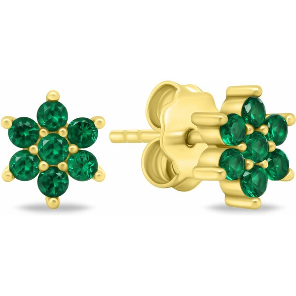 Brilio Silver Pôvabné pozlátené náušnice so zelenými zirkónmi EA846YG 66591075