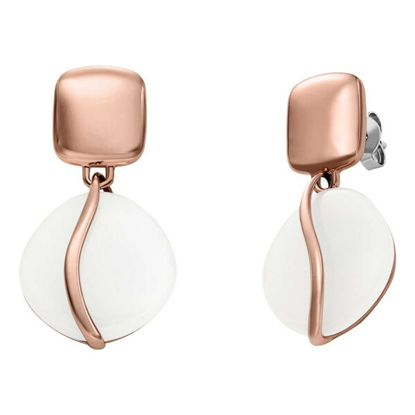 Skagen Bronzové náušnice s bielym sklom Sofia Sea Glass SKJ1816791 66578429