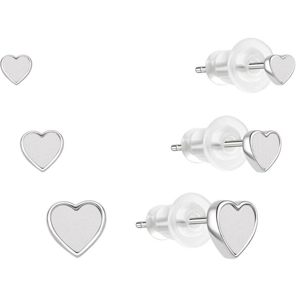MOISS Sada strieborných náušníc Srdiečka E0004640 (3 páry náušníc) 66593045