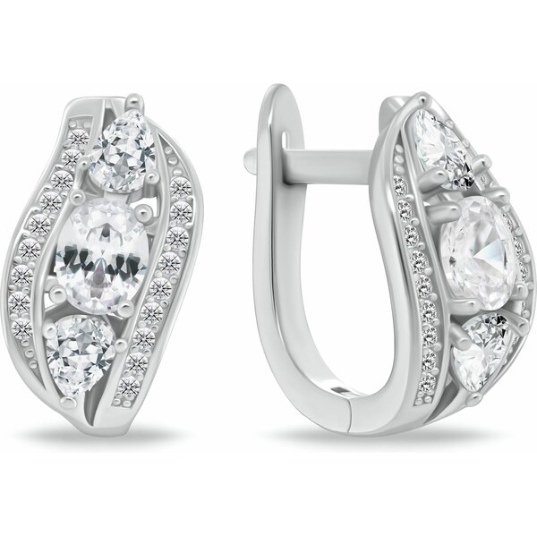 Brilio Silver Luxusné strieborné náušnice so zirkónmi EA1180W 66583904