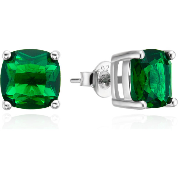 Agato Elegantné strieborné náušnice so zelenými zirkónmi AGT-E247PGR 66594361