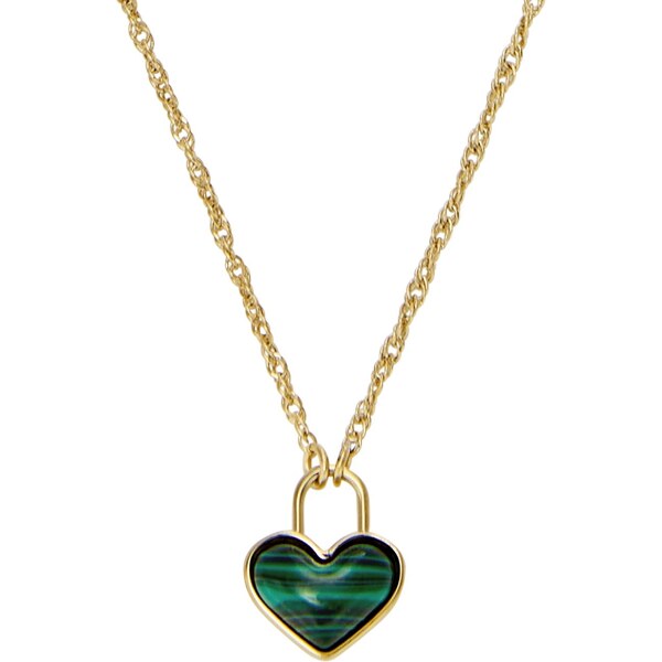 Fossil Pozlátený náhrdelník Malachitové srdce Modern Meadows 66590997