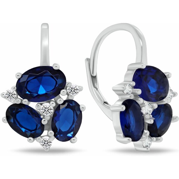 Brilio Silver Krásne strieborné náušnice s tmavomodrými zirkónmi 66586727