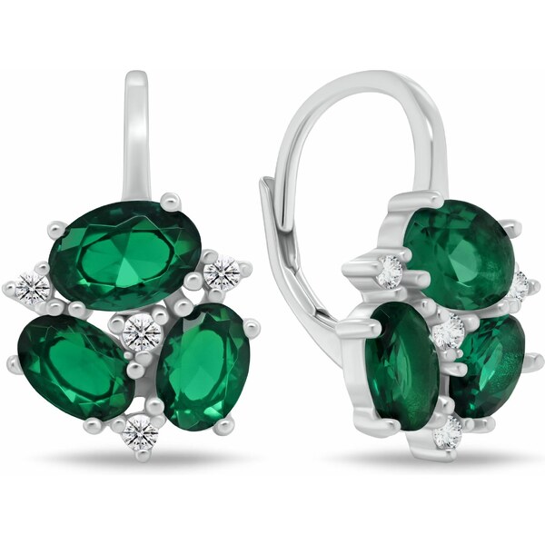 Brilio Silver Úchvatné strieborné náušnice so zelenými zirkónmi 66589357