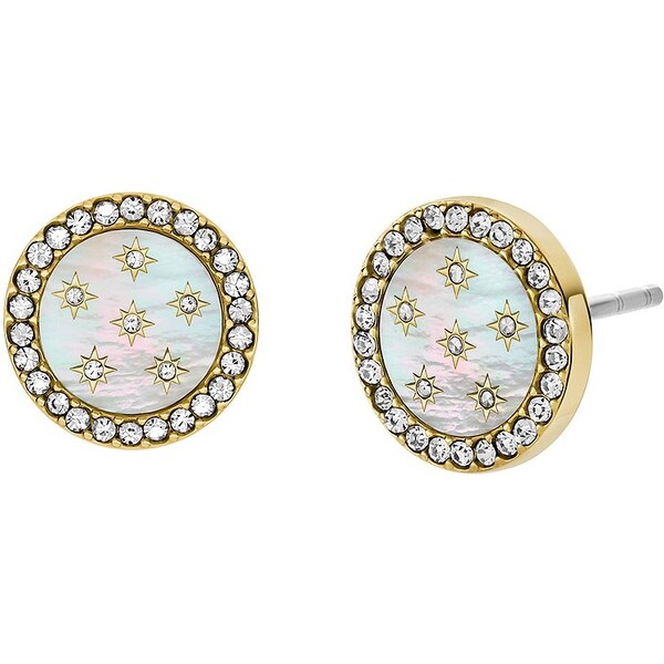 Fossil Očarujúce pozlátené náušnice s perleťou a kryštálmi JF04868710 66581424