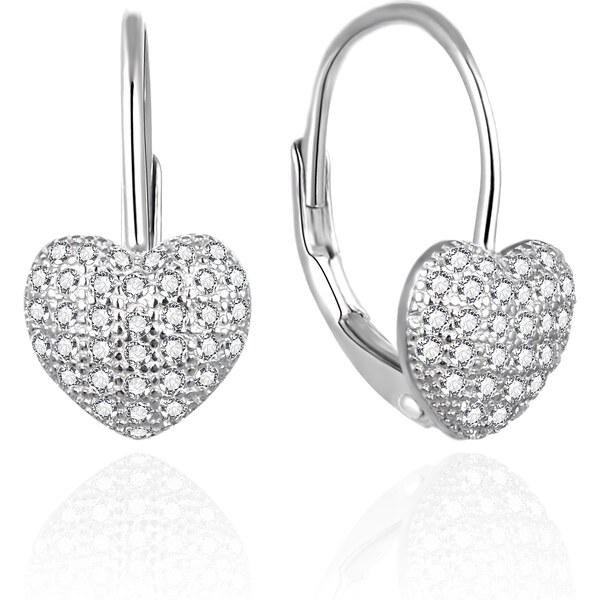 Agato Strieborné visiace náušnice Srdiečka so zirkónmi AGT-E195LW 66583349
