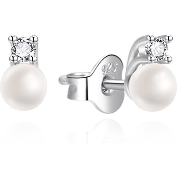Agato Drobné strieborné náušnice s perlou a zirkónmi AGT-E241PW-P4 66581421