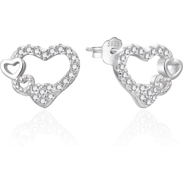 Agato Strieborné srdiečkové náušnice s čírymi zirkónmi AGT-E236PW 66578516