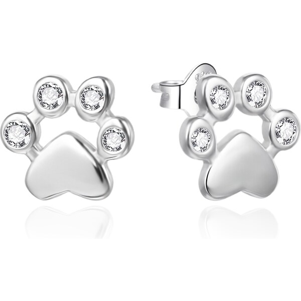 Agato Strieborné náušnice Labky so zirkónmi AGT-E224PW 66588381