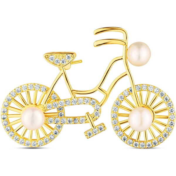 JwL Luxury Pearls Hravá perlová brošňa s pravou perlou a zirkónmi Kolo 66586721