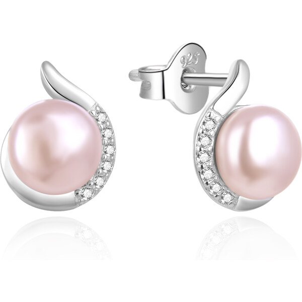 Agato Elegantné strieborné náušnice s pravou perlou a zirkónmi AGT 66592734