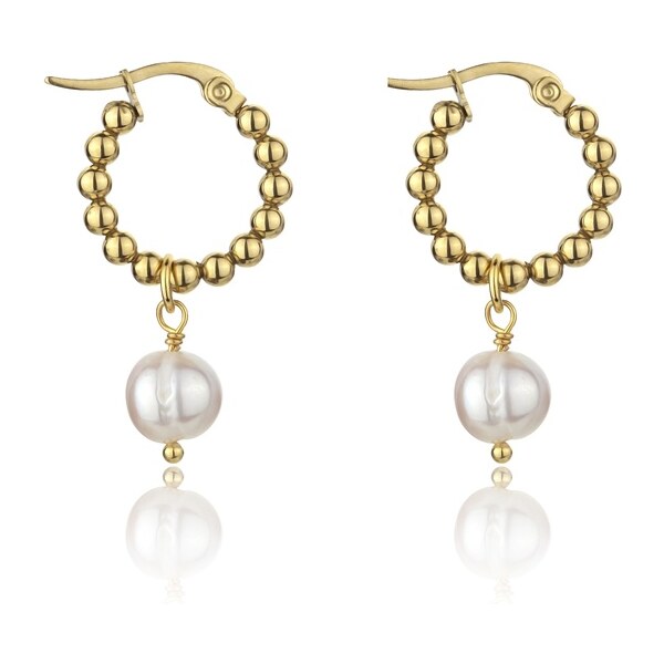 Marc Malone Kruhové náušnice s perlami 2v1 Willow Gold Earrings 66581838