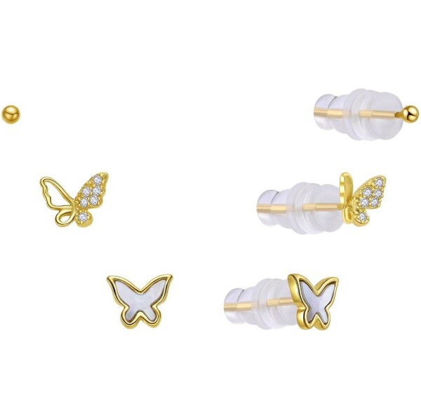 MOISS Pozlátená sada hravých náušníc E0004645 (3 páry náušníc) 66579777