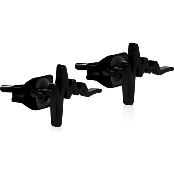 Troli Originálne čierne náušnice Srdcový tep 66586772