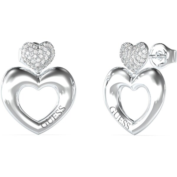 Guess Oceľové srdiečkové náušnice Crazy In Love JUBE05209JWRHT/U 66586393