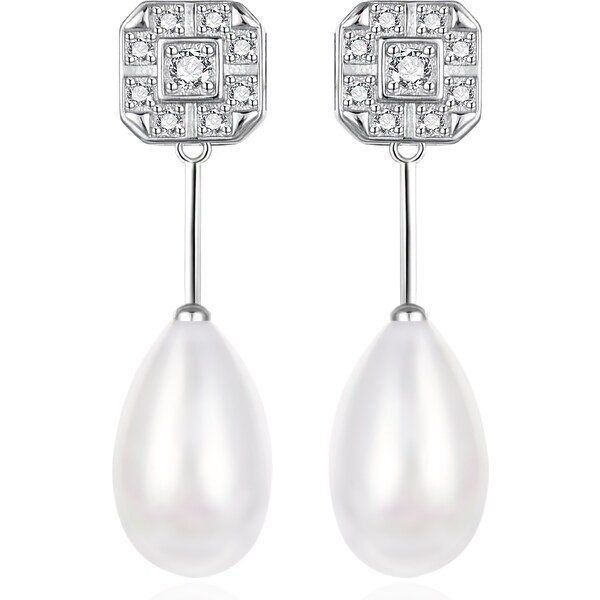 Agato Strieborné visiace náušnice so zirkónmi a perlou AGT-E095PW-P 66582218