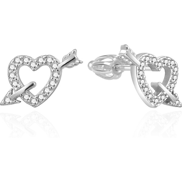 Agato Strieborné náušnice so zirkónmi Srdce so šípom AGT-E104SW 66579397