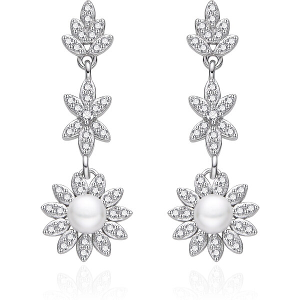 Agato Honosné strieborné náušnice so zirkónmi a perlou AGT-E160PW-P 66595177