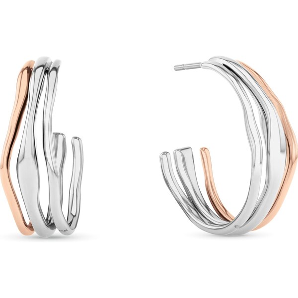 Calvin Klein Polkruhové bicolor náušnice z ocele CK Wavy 35000650 66592481