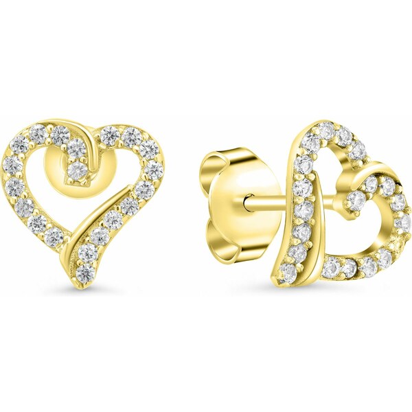 Brilio Silver Nežné pozlátené náušnice srdiečka so zirkónmi EA100Y 66588255