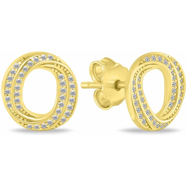 Brilio Silver Moderné pozlátené náušnice kruhy so zirkónmi EA1052Y 66578384