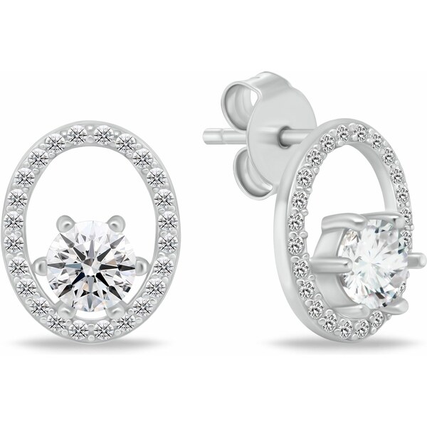 Brilio Silver Slušivé strieborné náušnice so zirkónmi EA1055W 66578606