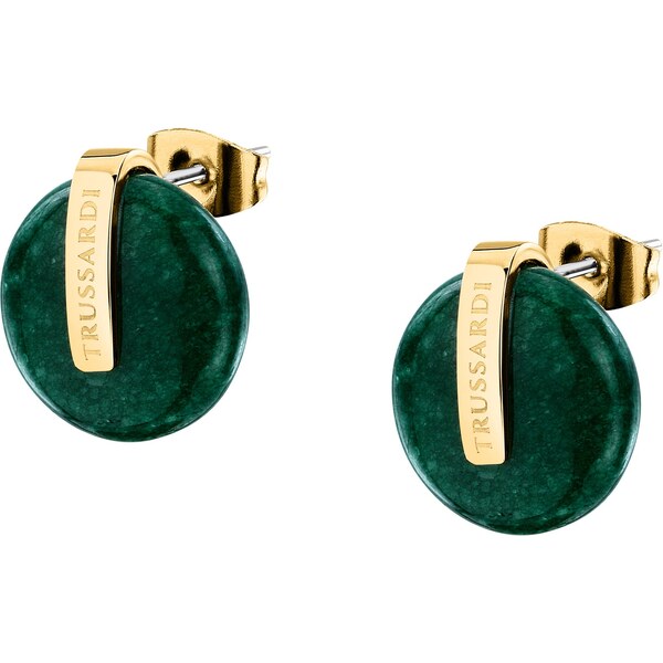 Trussardi Módne pozlátené náušnice s achátom T-Round TJAYF12 66595061