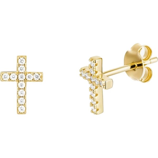 Preciosa Pozlátené náušnice Krížik Miracle Royal Lagoon 5449Y00 66595449